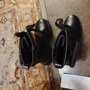 Black Leather Boots with Red Stripe